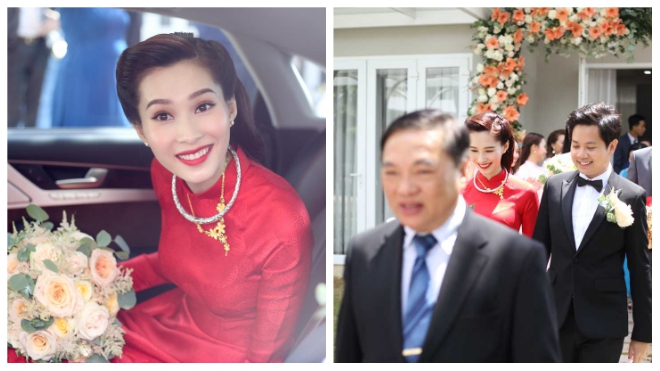 Hình ảnh mới nhất Hoa hậu Đặng Thu Thảo ngập tràn hạnh phúc trong lễ rước dâu