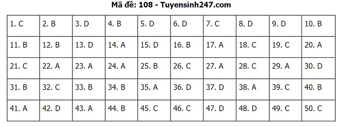 Đáp án Toán THPT Quốc gia 2020, Đáp án Toán THPT Quốc gia năm 2020, Đáp án Toán THPT Quốc gia, Đáp án môn Toán, đáp án toán, Đáp án Toán, lời giải môn toán, giải đề toán 