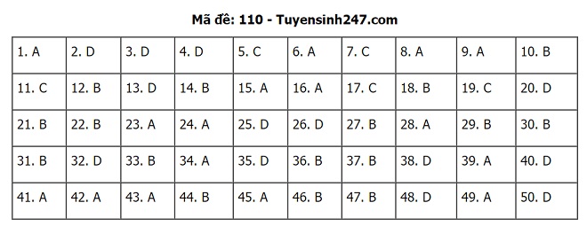 Đáp án Toán THPT Quốc gia 2020, Đáp án Toán THPT Quốc gia năm 2020, Đáp án Toán THPT Quốc gia, Đáp án môn Toán, đáp án toán, Đáp án Toán, lời giải môn toán, giải đề toán 