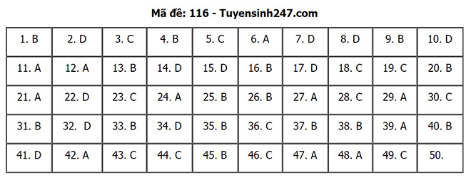 Đáp án Toán THPT Quốc gia 2020, Đáp án Toán THPT Quốc gia năm 2020, Đáp án Toán THPT Quốc gia, Đáp án môn Toán, đáp án toán, Đáp án Toán, lời giải môn toán, giải đề toán 