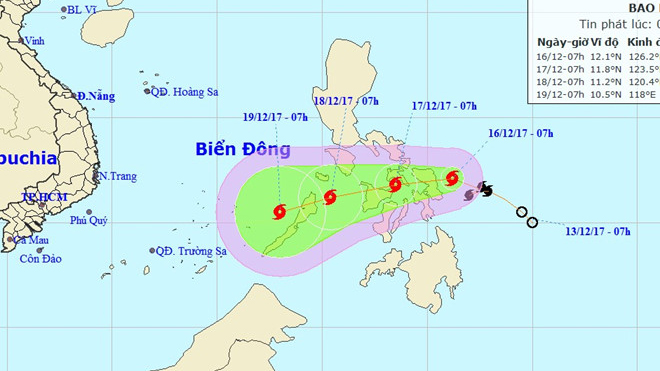 Bão Kai-tak tiếp tục mạnh lên, giật cấp 11 