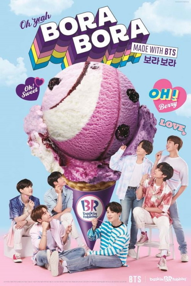 BTS, Jin, Jimin, RM, V, Suga, Jungkook, J-Hope, BTS Baskin Robbins, vị kem yêu thích của BTS, các thành viên BTS thích kem gì, BTS Bora Bora, BTS Block Pack