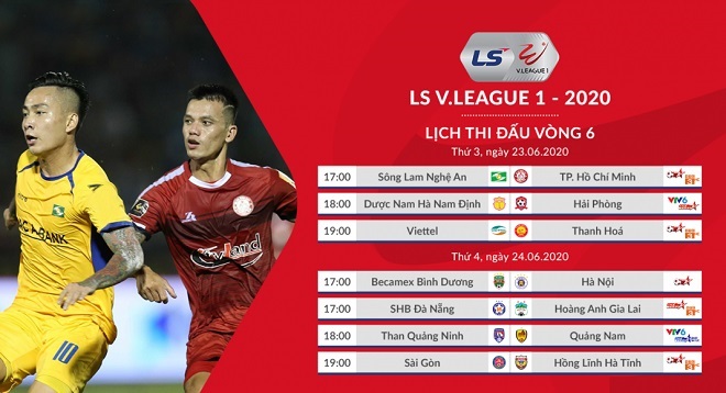 Lịch thi đấu V-League vòng 6. Lịch thi đấu bóng đá Việt Nam. Trực tiếp VLeague