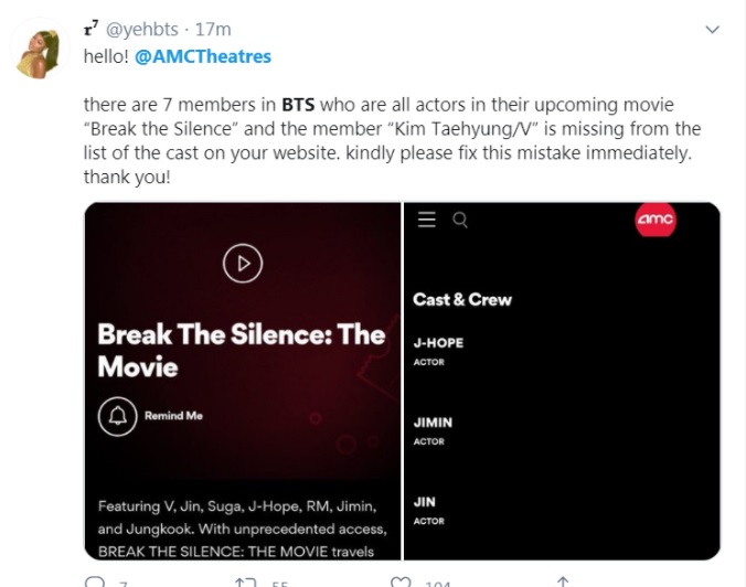V BTS,  V BTS bị biến mất khỏi quảng bá Break the Silence, BTS không thể thiếu V, Kpop, ARMY, Break the Silence, phim Bring the Soul, Break the Silence: The Movie