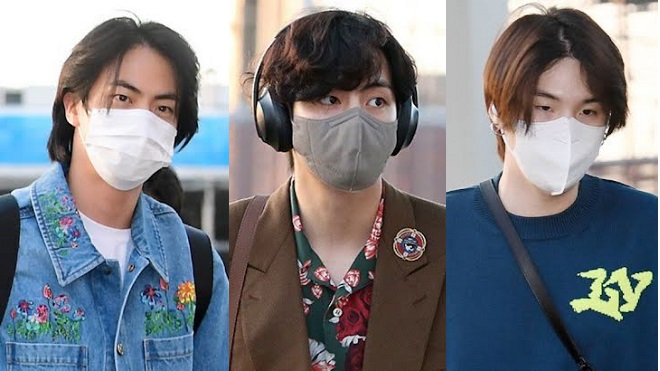 BTS tóc dài đẹp choáng váng tại sân bay sang Mỹ, không thấy J-Hope và Jungkook
