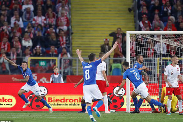 Video clip Ba Lan 0-1 Ý, kết quả Ba Lan vs Ý, Ba Lan vs Ý, UEFA Nations League, kết quả UEFA Nations League, thoát xuống hạng, Mancini, Biraghi, phút bù giờ 