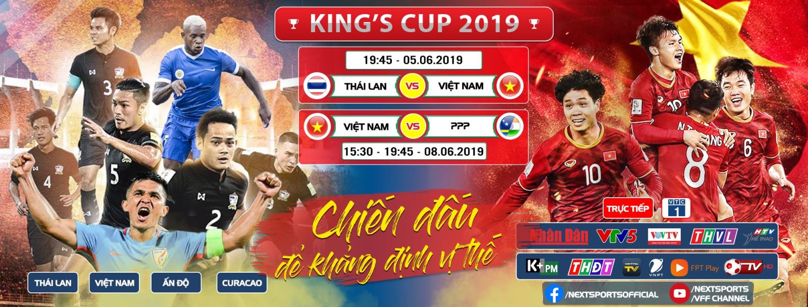 lịch thi đấu King Cup 2019, lich thi dau King's Cup, truc tiep bong da, trực tiếp bóng đá, Việt Nam vs Thái Lan, Việt Nam đấu với Thái Lan, VTC1, VTV5, VTV6, VTC3