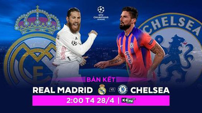 Lịch thi đấu bóng đá hôm nay. Trực tiếp Real Madrid vs Chelsea. K+. K+PM