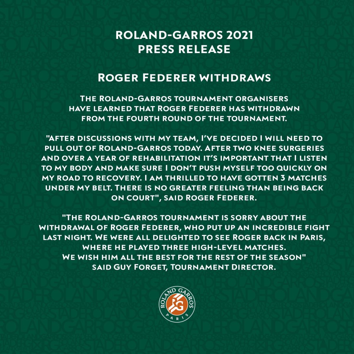Federer rút lui, Federer rút khỏi Roland Garros, Federer rút khỏi Pháp mở rộng, Federer quyết vô địch Wimbledon, kết quả Roland Garros hôm nay, Federer, Roger Federer