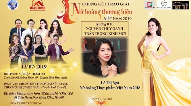 Hà Nội, Vĩnh Phúc không cấp phép 'Nữ hoàng thương hiệu Việt Nam 2019'