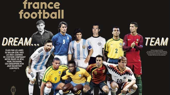 Messi, Ronaldo, Maradona, Pele, đội hình tiêu biểu, đội hình tiêu biểu mọi thời đại, France Football, truc tiep bong da hôm nay, trực tiếp bóng đá, truc tiep bong da