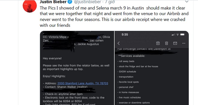 Justin Bieber, Justin Bieber tấn công tình dục hai phụ nữ, Selena Gomez, Hailey Baldwin, Justin Bieber đưa bằng chứng không tấn công tình dục