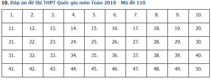 Giải đề thi toán 2018 mã đề 110