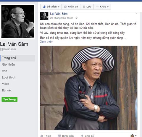 Facebook Lại Văn Sâm, Facebook Lai Van Sam, Nhà báo Lại Văn Sâm, Lại Văn Sâm, MC Lại Văn Sâm, Con Lại Văn Sâm, Lại Bắc Hải Đăng, Facebook của Lại Văn Sâm, Facebook giả