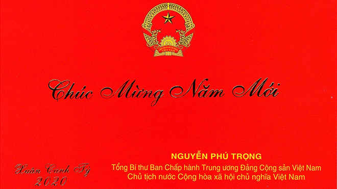 Thiếp chúc mừng năm mới 2020 của Tổng Bí thư, Chủ tịch nước Nguyễn Phú Trọng