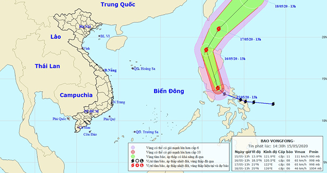 Tin bão mới nhất cơn bão VONGFONG