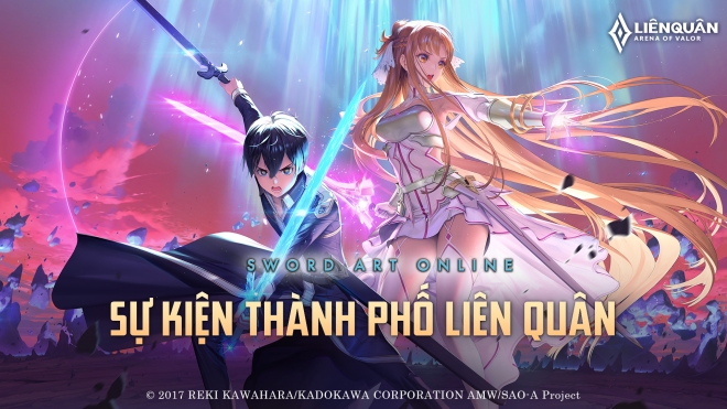 Sword Art Online, one of the most popular anime series, has come to Liên Quân! You will have the chance to see the familiar characters, such as Kirito and Asuna in a new, exciting way. Don\'t hesitate any longer, come and explore the world of Sword Art Online in Liên Quân.