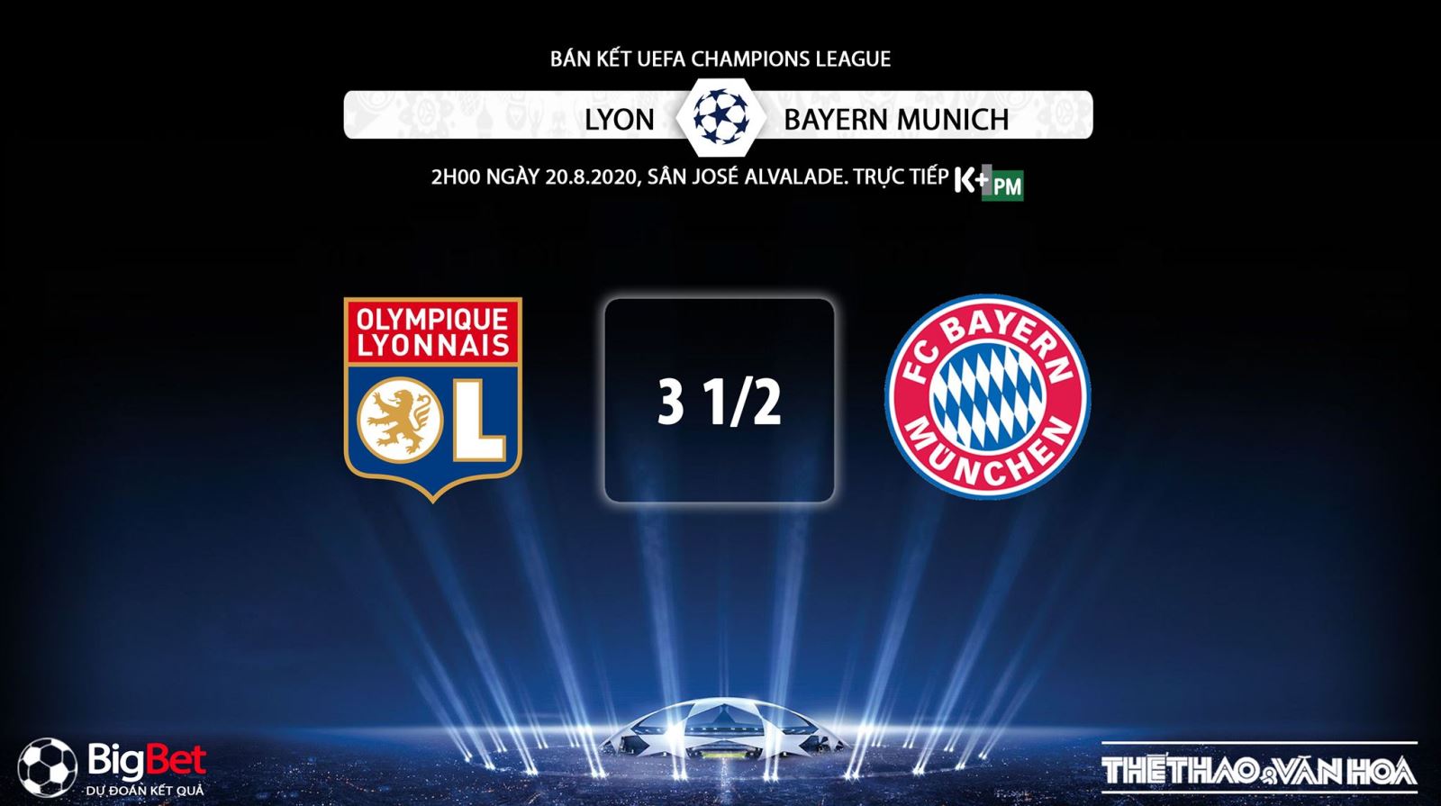 Keo nha cai, nhận định kết quả, Lyon vs Bayern Munich, Bán kết cúp C1 châu Âu, Bán kết Champions League, K+, K+PM trực tiếp bóng đá, Kèo bóng đá Bayern, Kèo Bayern Munich