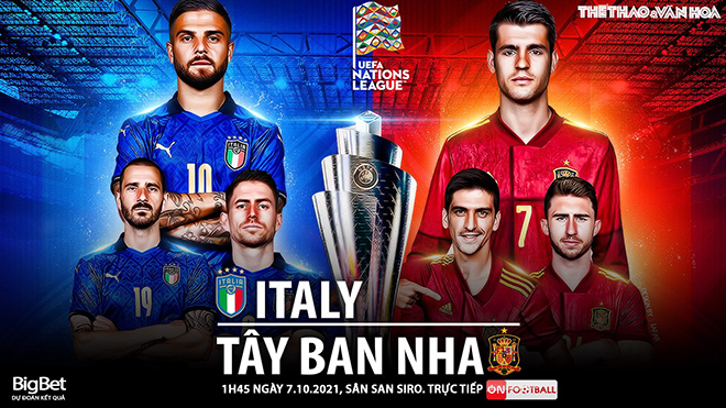 Nhận định bóng đá nhà cái Ý vs Tây Ban Nha. Nhận định, dự đoán bóng đá Nations League (1h45, 7/10)