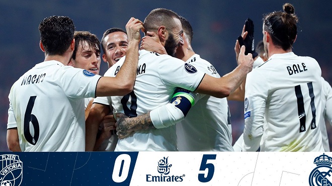 Kết quả cúp C1 hôm nay, kết quả Plzen vs Real Madrid, Video Plzen 0-5 Real Madrid, Plzen vs Real Madrid, Benzema, Gareth Bale, Casemiro, Toni Kroos  
