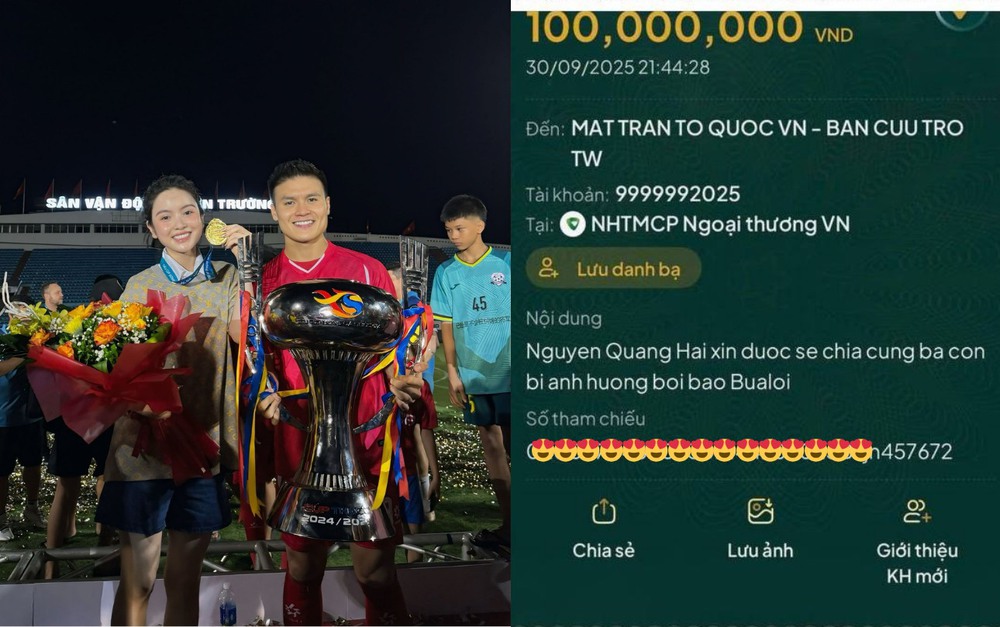Đình Bắc và vợ chồng Quang Hải ủng hộ đồng bào bị ảnh hưởng bởi bão số 10 - Ảnh 2.