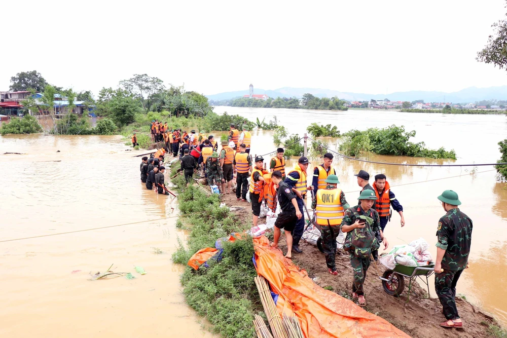 Vỡ đê bối sông Cầu tại Thái Nguyên, các lực lượng khẩn trương khắc phục - Ảnh 6.