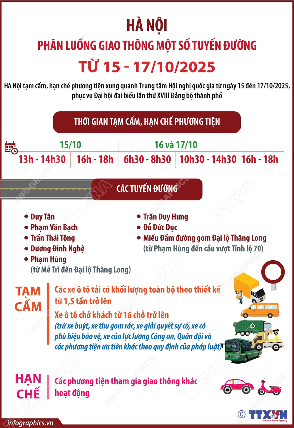 Hà Nội: Phân luồng giao thông một số tuyến đường từ ngày 15 - 17/10/2025 - Ảnh 1.
