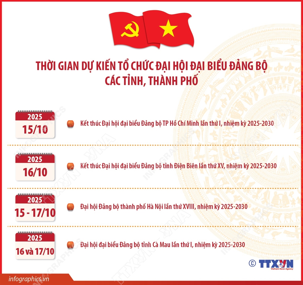 Thời gian dự kiến tổ chức Đại hội đại biểu Đảng bộ các tỉnh, thành phố - Ảnh 1.