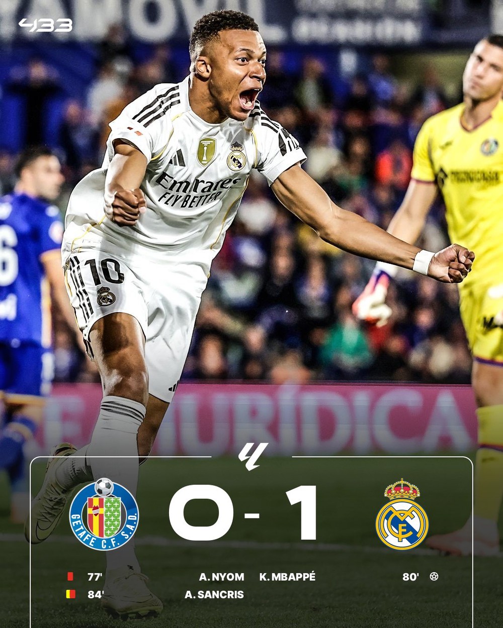 Mbappe ghi bàn trận thứ 11 liên tiếp, Real thắng trong trận đấu có 2 thẻ đỏ để đòi ngôi đầu bảng từ tay Barca - Ảnh 2.