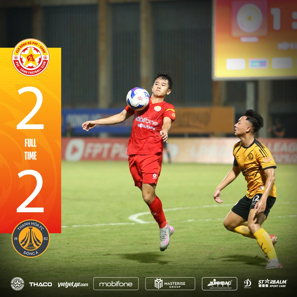 PVF-CAND bị Thanh Hóa cầm hòa 2-2 trên sân nhà