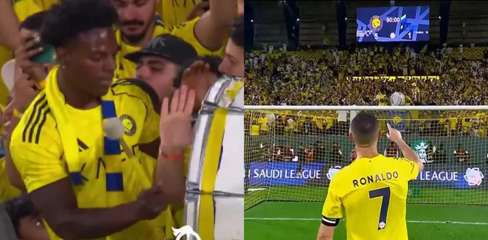 Ronaldo dạy IShowSpeed cách ăn mừng  - Ảnh 1.