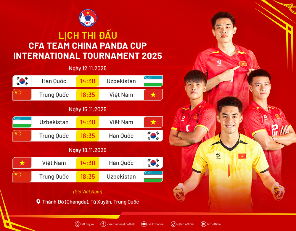 Lịch thi đấu bóng đá U23 Việt Nam tại giải quốc tế Panda Cup 2025 - Ảnh 1.