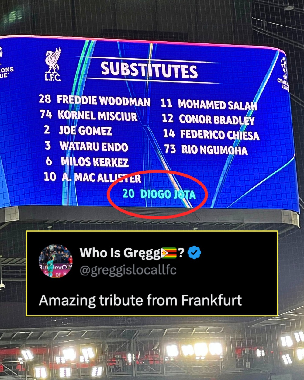 Xúc động khoảnh khắc đội bóng Đức tri ân Diogo Jota trong trận đấu với Liverpool - Ảnh 1.