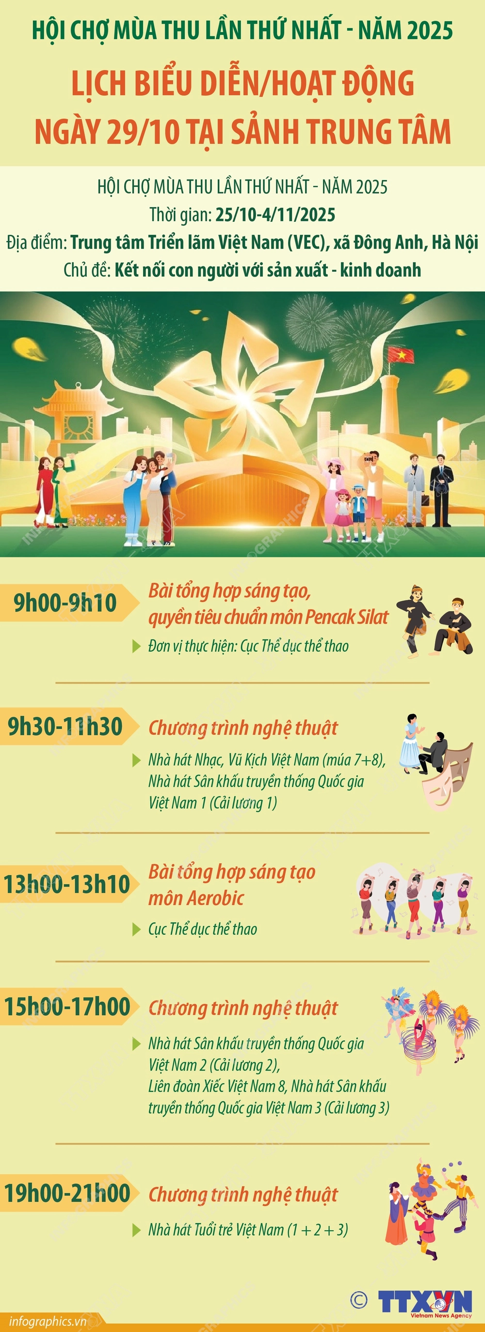 Hội chợ Mùa thu lần thứ nhất - năm 2025: Lịch biểu diễn/hoạt động ngày 29/10 tại Sảnh Trung tâm - Ảnh 1. Hội chợ Mùa thu lần thứ nhất - năm 2025: Lịch biểu diễn/hoạt động ngày 29/10 tại Sảnh Trung tâm - Ảnh 1.
