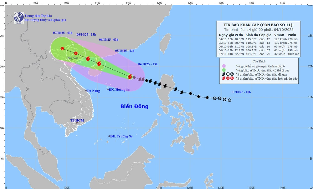 Bão số 11 mạnh thêm 1 cấp, cách đặc khu Hoàng Sa khoảng 330km - Ảnh 1.