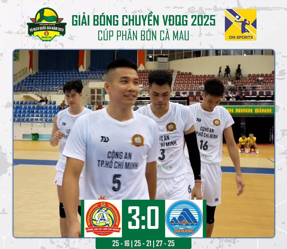 Công An TPHCM dễ dàng đánh bại Đà Nẵng 3-0 (25-16, 25-21, 27-25) ở giai đoạn 2 giải bóng chuyền VĐQG 2025