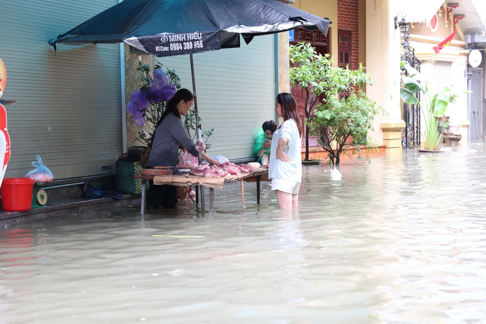Người dân Hà Nội vất vả mưu sinh trong cảnh ngập lụt - Ảnh 4.