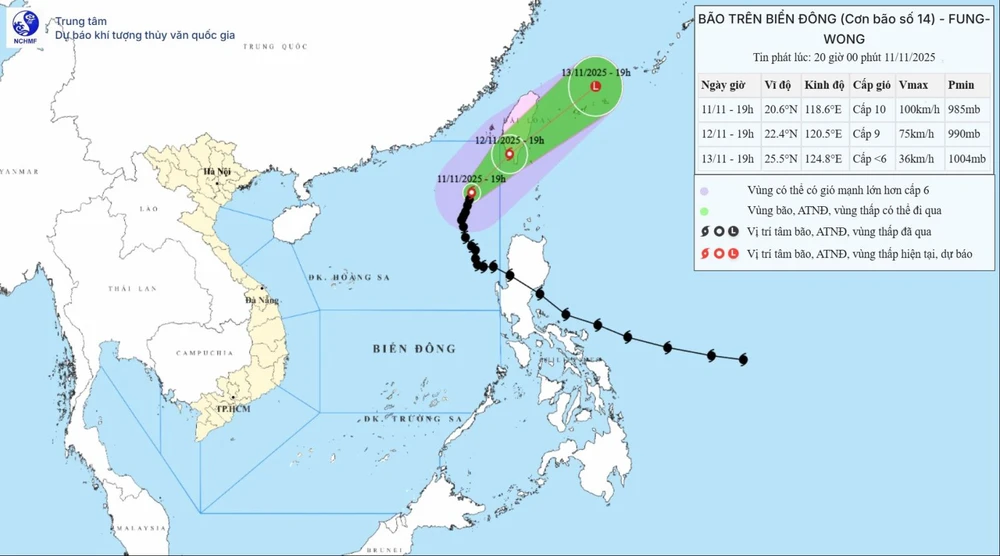 Bão số 14 giảm cường độ, hướng về vùng ven bờ phía Tây Nam của Đài Loan (Trung Quốc) - Ảnh 1.