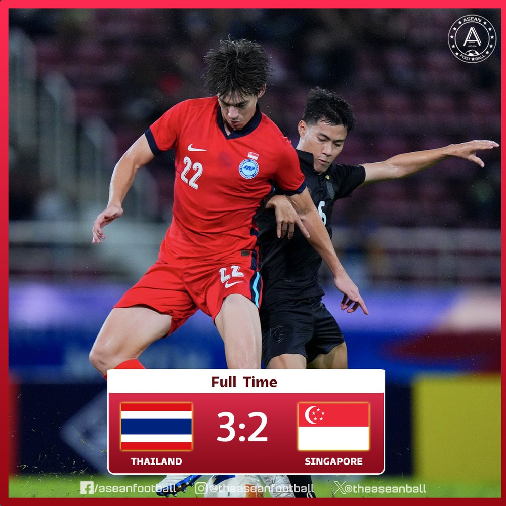 Thái Lan đánh bại Singapore 3-2 trong trận giao hữu dịp FIFA days tháng 11/2025