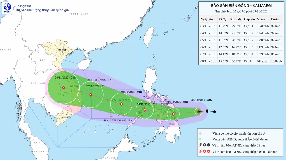 Bão KALMAEGI tăng cấp, hướng về khu vực giữa Biển Đông - Ảnh 1.