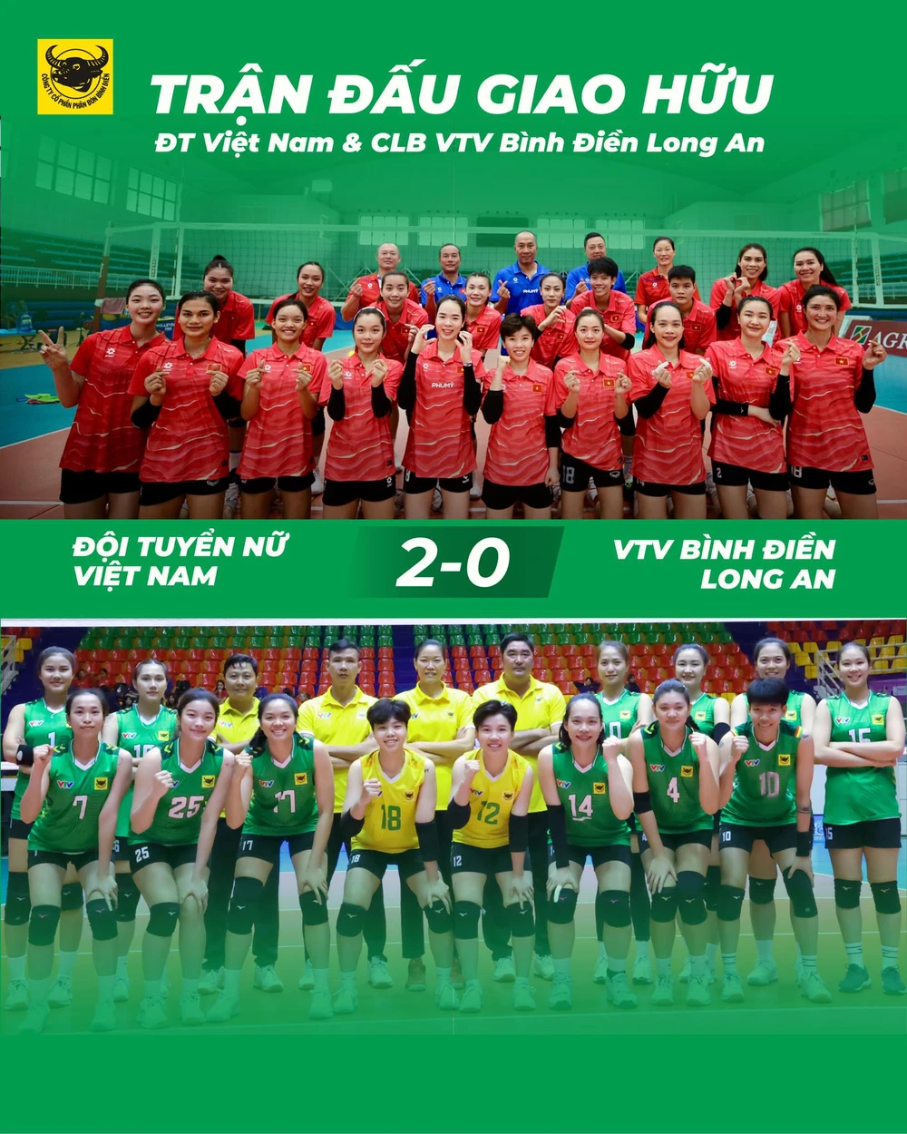 Tuyển bóng chuyền nữ Việt Nam thắng VTV Bình Điền Long An 2-0 trong trận giao hữu chiều 21/11. Ảnh: VTV Bình Điền Long An