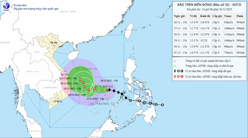 Bão số 15 di chuyển chậm, cách đảo Song Tử Tây khoảng 280km - Ảnh 1.