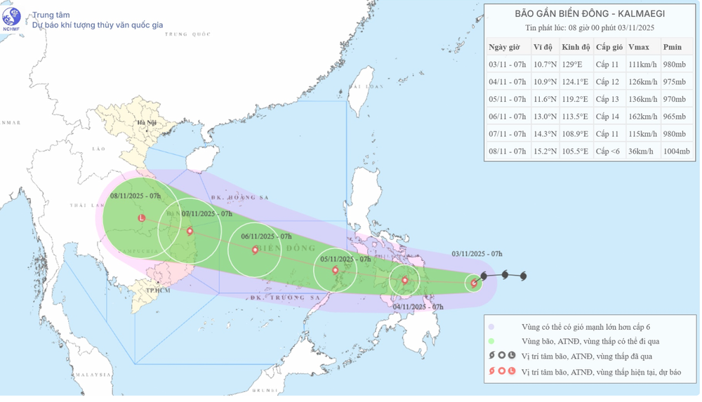 Bão KALMAEGI đổi hướng và có khả năng mạnh lên - Ảnh 1. Bão KALMAEGI đổi hướng và có khả năng mạnh lên - Ảnh 1.