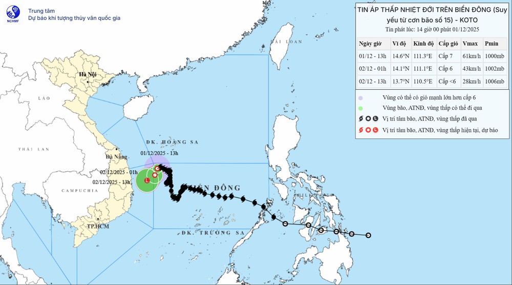 Tháng 12 có thể xuất hiện 1 - 2 cơn bão, áp thấp nhiệt đới trên Biển Đông - Ảnh 2.