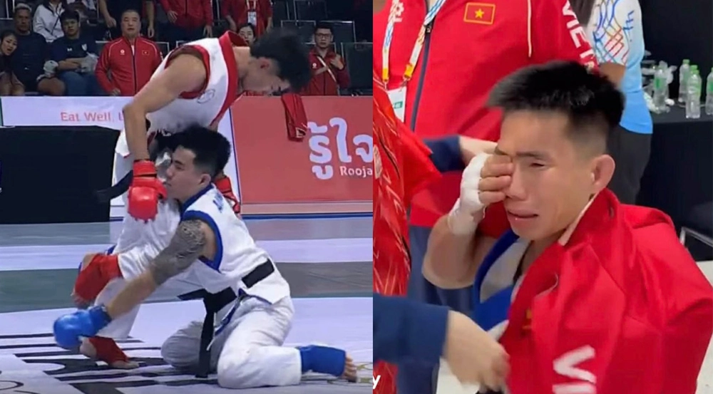 SEA Games 2025: 'Võ sĩ xe ôm' Việt Nam bật khóc khi bị xử thua, đối thủ Thái Lan phạm quy vẫn được xử thắng - Ảnh 1. SEA Games 2025: 'Võ sĩ xe ôm' Việt Nam bật khóc khi bị xử thua, đối thủ Thái Lan phạm quy vẫn được xử thắng - Ảnh 1.