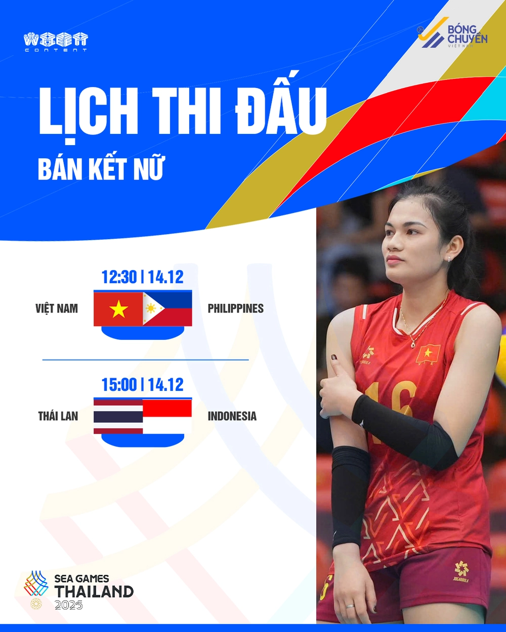 Lịch thi đấu bóng chuyền SEA Games 2025 ngày 14/12 - Ảnh 1. Lịch thi đấu bóng chuyền SEA Games 2025 ngày 14/12 - Ảnh 1.