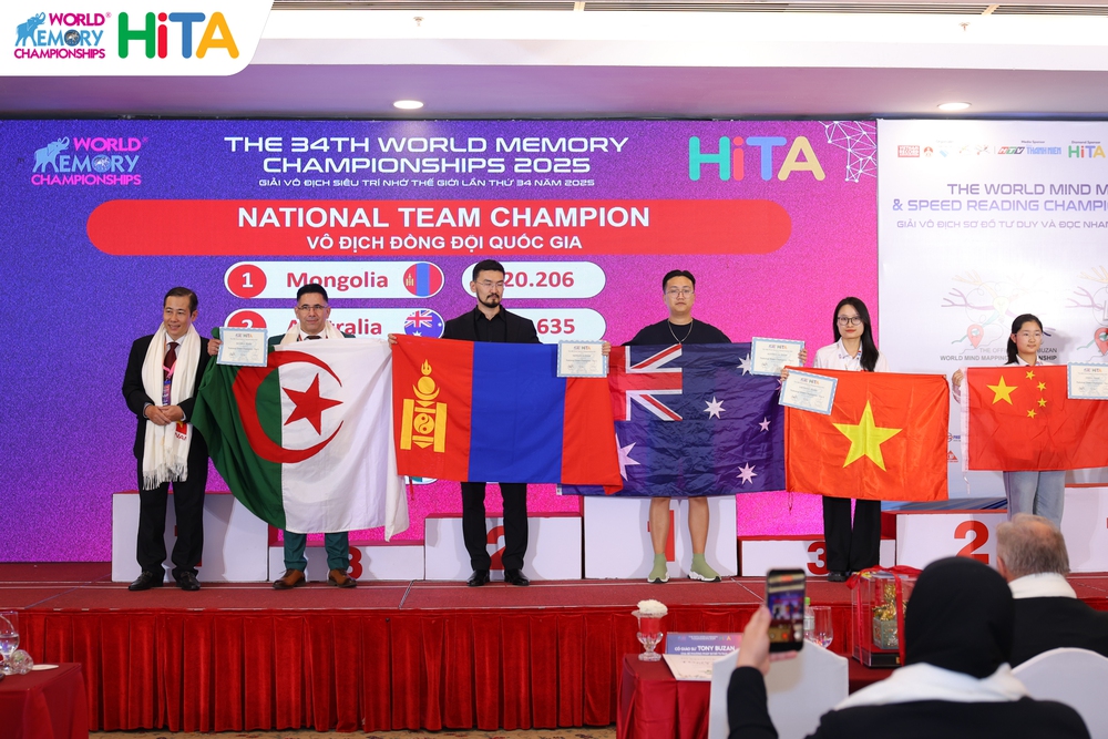 Khép lại giải vô địch Siêu trí nhớ lần thứ 34: Mông Cổ vô địch, Việt Nam tiếp tục đăng cai mùa sau - Ảnh 1. Khép lại giải vô địch Siêu trí nhớ lần thứ 34: Mông Cổ vô địch, Việt Nam tiếp tục đăng cai mùa sau - Ảnh 1.