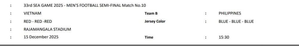 U22 Việt Nam mặc áo đỏ đấu Philippines ở SEA Games 2025 U22 Việt Nam mặc áo đỏ đấu Philippines ở SEA Games 2025