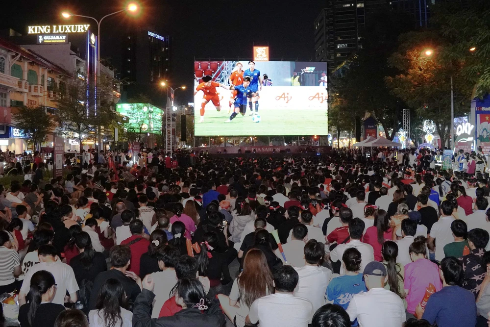 TP. Hồ Chí Minh: Người hâm mộ vỡ oà cảm xúc khi U22 Việt Nam giành Huy chương vàng SEA Games 33 - Ảnh 1.