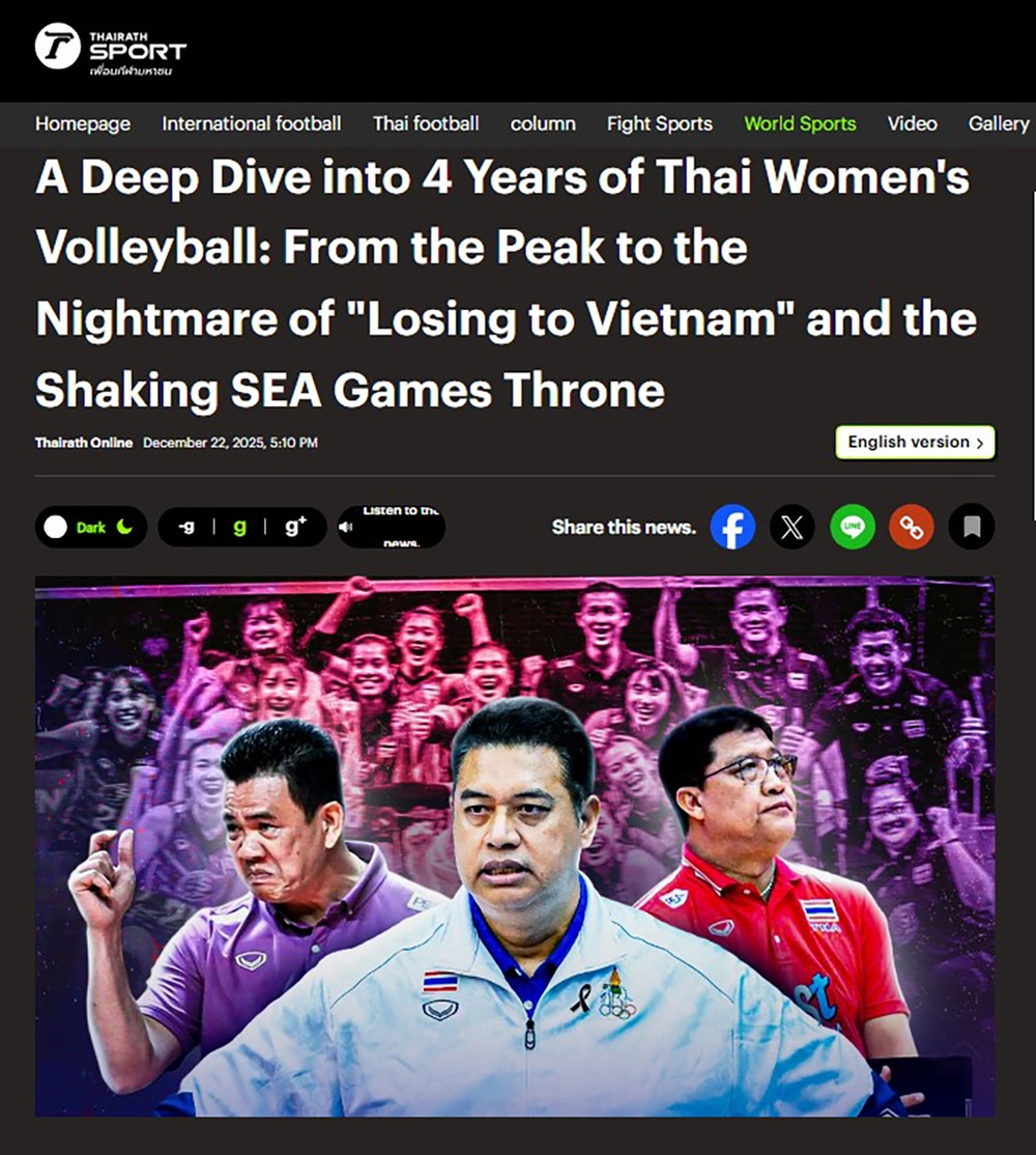 Báo Thái Lan thừa sự thật về ĐT bóng chuyền nữ Việt Nam sau SEA Games: 'Ngai vàng đã lung lay' - Ảnh 2.